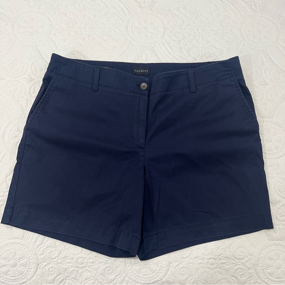 TALBOTS Women’s Relaxed Chino Shorts - SIZE 14P Navy Blue (6” inseam)